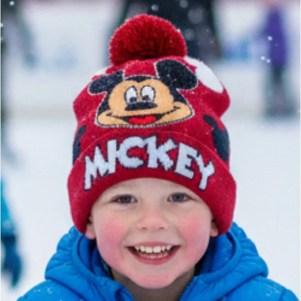 Kids Mickey Mouse beanie hat with Pom Pom